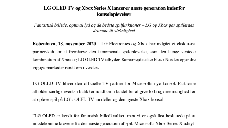 LG OLED TV og Xbox Series X lancerer næste generation indenfor konsoloplevelser