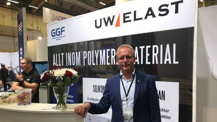 Mikael Larsson är försäljningschef på UW-Elast som under premiärdagen av Elmia Subcontractor förvärvade Törebodaföretaget Polyteknik.
