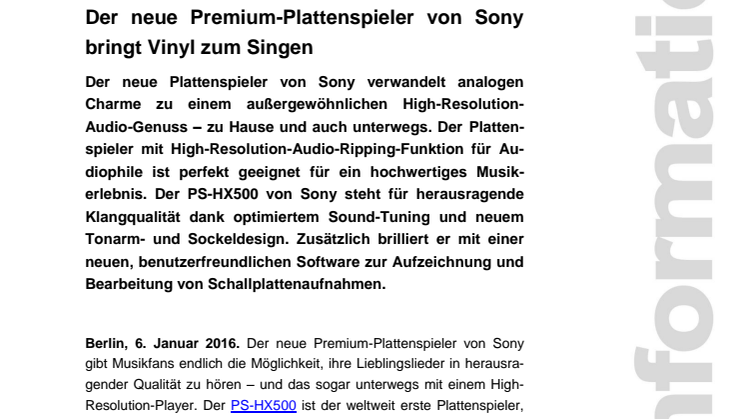 Der neue Premium-Plattenspieler von Sony bringt Vinyl zum Singen