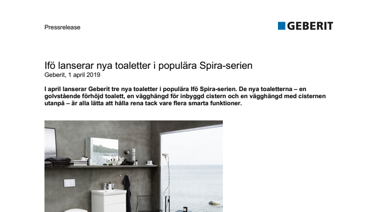 Ifö lanserar nya toaletter i populära Spira-serien