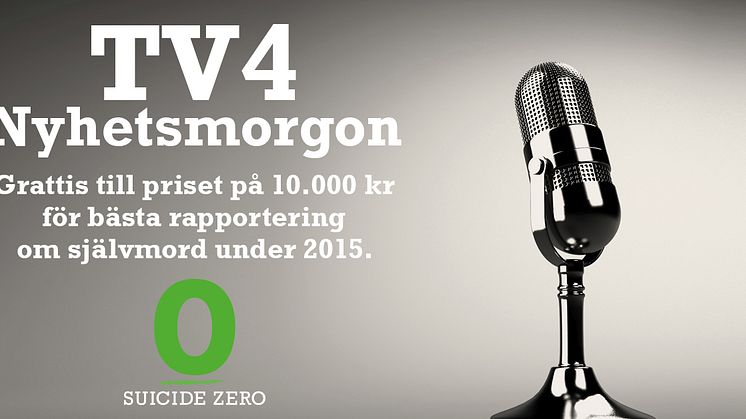 TV4 Nyhetsmorgon vann pris för bästa rapportering om självmord 2015