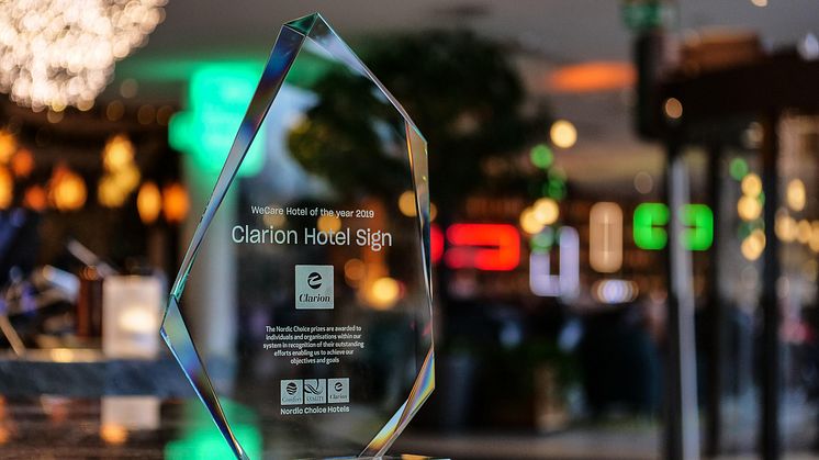 Clarion Hotel Sign är vinnare av Nordic Choice Hotels hållbarhetspris "We Care hotel of the year 2019". 