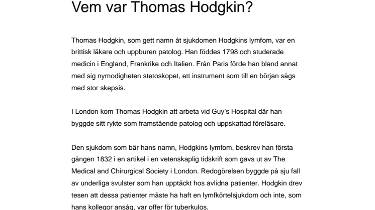 Vem var Thomas Hodgkin?