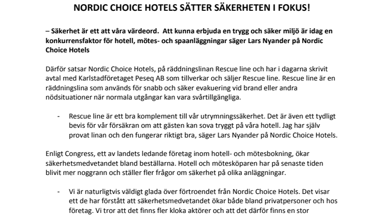 NORDIC CHOICE HOTELS SÄTTER SÄKERHETEN I FOKUS!