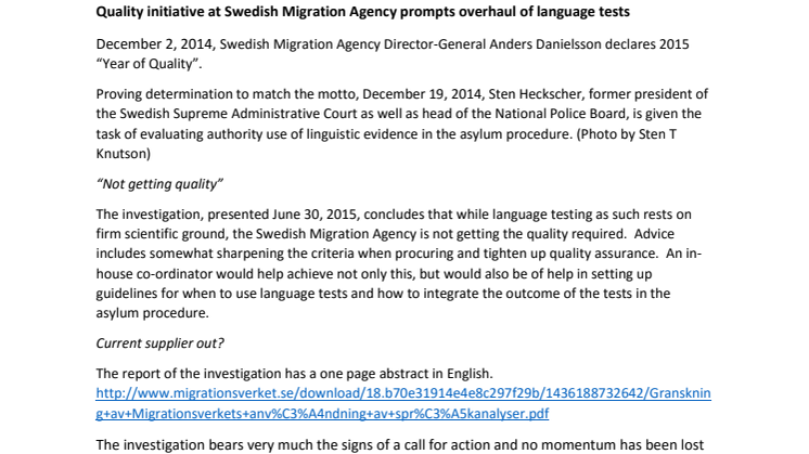 Quality initiative at Swedish Migration Agency prompts overhaul of language tests