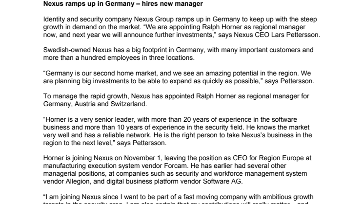 Nexus ramps up in Germany – hires new manager