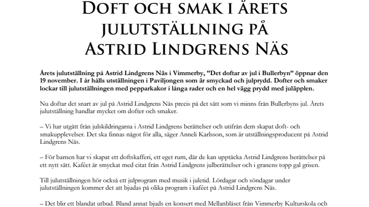 Doft och smak i årets julutställning på Astrid Lindgrens Näs