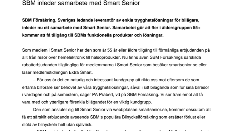SBM inleder samarbete med Smart Senior