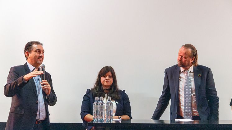 Tony Goldner leder av TNFD var i Oslo for å snakke om naturrisiko. Han møtte blant andre klima- og miljøminister Andreas Bjelland Eriksen, Karoline Andaur i WWF, Jan Erik Saugestad i Storebrand. Alle foto: Morten Vee. 