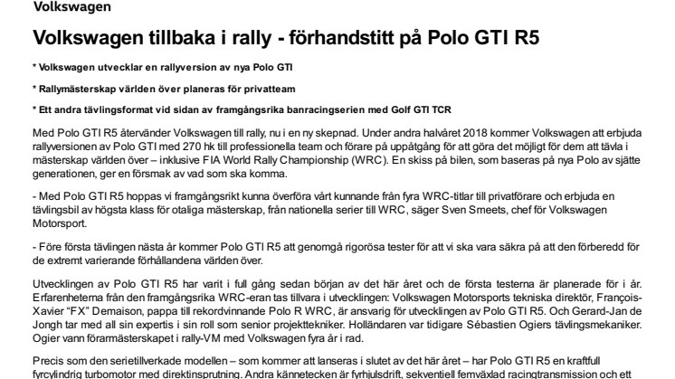 Volkswagen tillbaka i rally - förhandstitt på Polo GTI R5