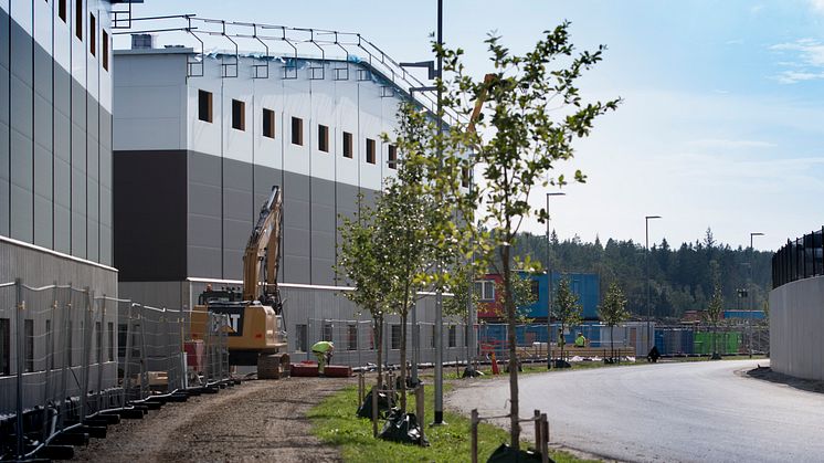 Bilden visar Albyberg, en expanderande företagspark i Haninge 