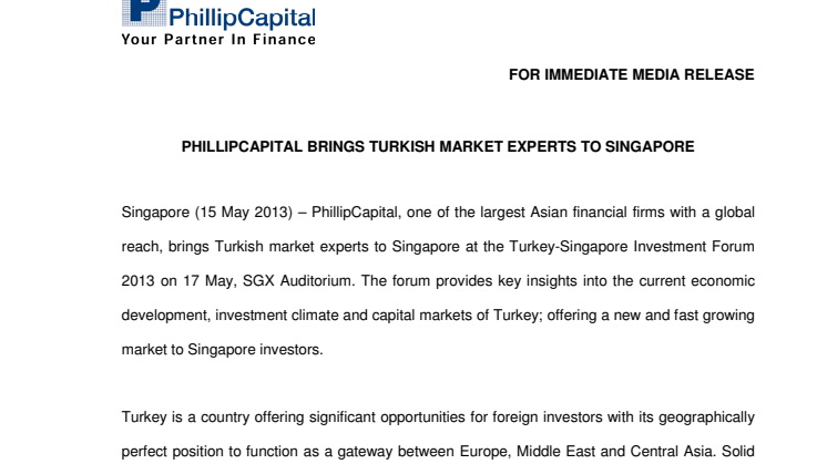 PhillipCapital Brings Turkish Market Experts to Singapore