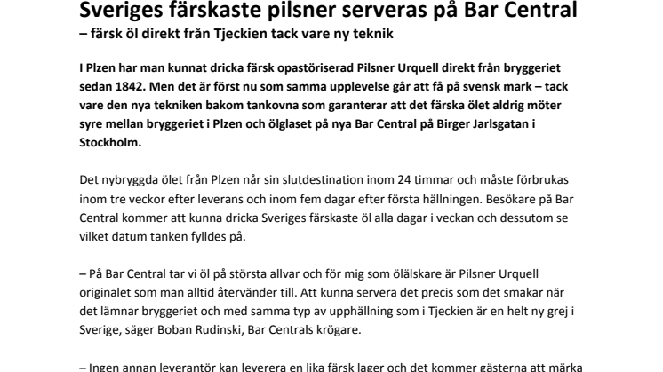 PDF Pilsner Urquell presenterar - Sveriges första Tankovna