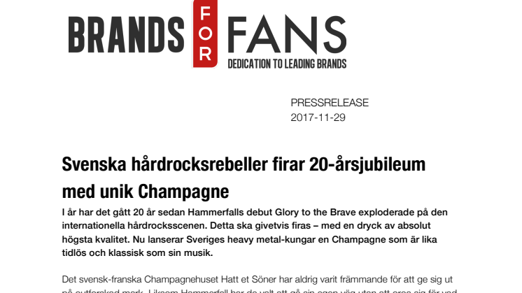 Svenska hårdrocksrebeller firar 20-årsjubileum med unik Champagne