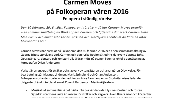 Carmen Moves - En opera i ständig rörelse