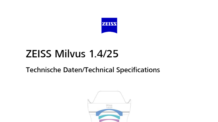 Zeiss Milvus 25mm F/1.4 specification sheet
