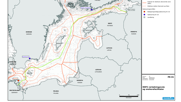 Nord Stream 2 kort alternativ rute - Total