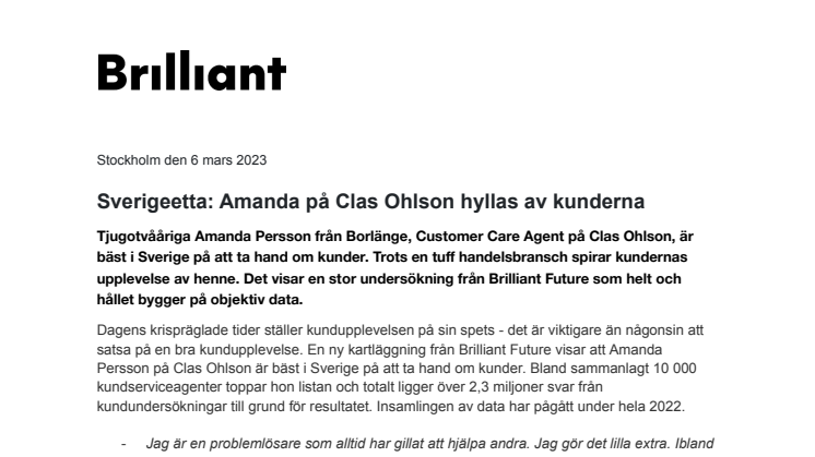 2023-03-06 Brilliant Future pressmeddelande_Sverigeetta - Amanda på Clas Ohlson hyllas av kunderna .docx.pdf