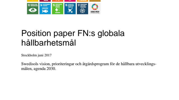 Swedisol Position paper FN:s globala  hållbarhetsmål