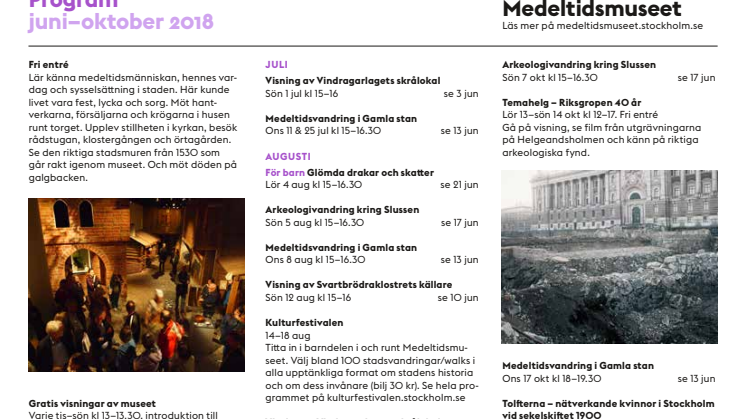 Stadsmuseets och Medeltidsmuseets program sommaren och hösten 2018