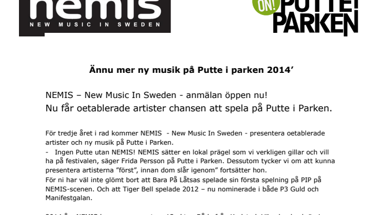 Ny musik på Putte i parken 2014