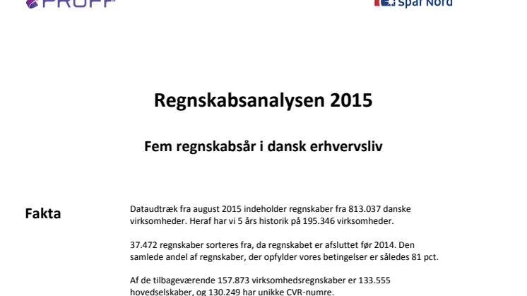 Dansk erhvervsliv - Regnskabsanalysen 2015 - total - update september