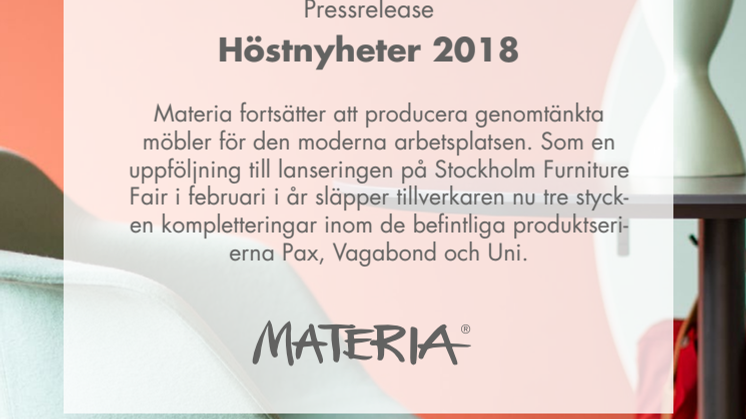 Materia lanserar årets höstnyheter 2018.