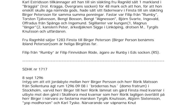 Riksarkivets dokumentation kring Skällnora.