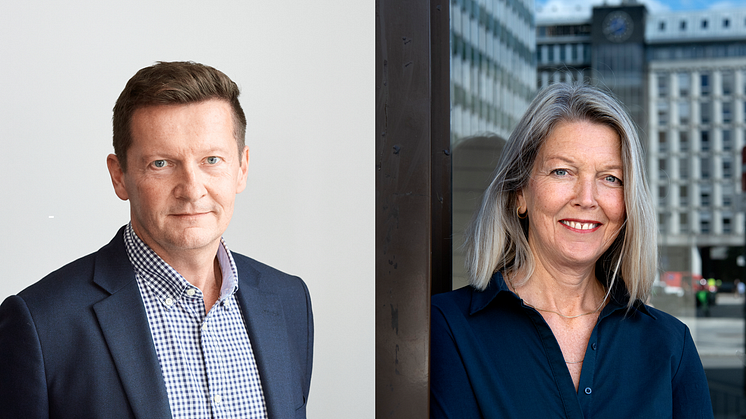 Divisjonsdirektør Terje Mørland (Sikt) og adm. dir. Hege Munch Gundersen (Kopinor). Foto: Simen Øvergaard/Mimsy Møller