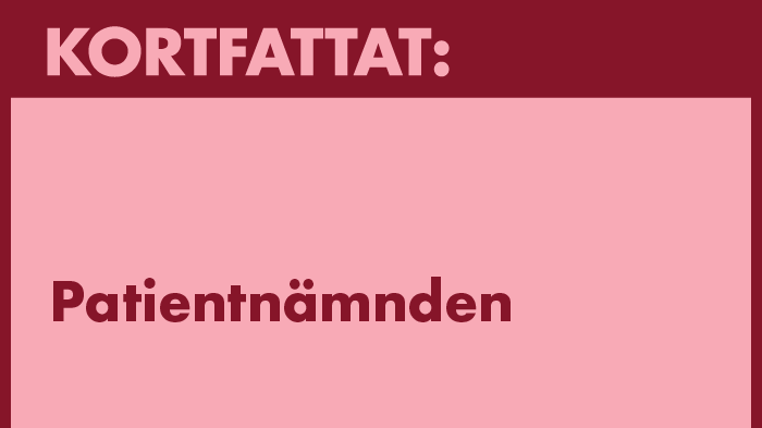 Syntolkning: Röd ikon med texten "Kortfattat" och "Patientnämnden". 