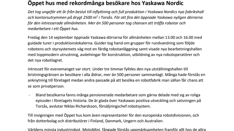 Öppet hus med rekordmånga besökare hos Yaskawa Nordic