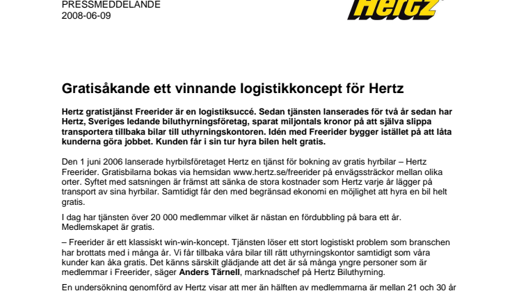 Gratisåkande ett vinnande logistikkoncept för Hertz