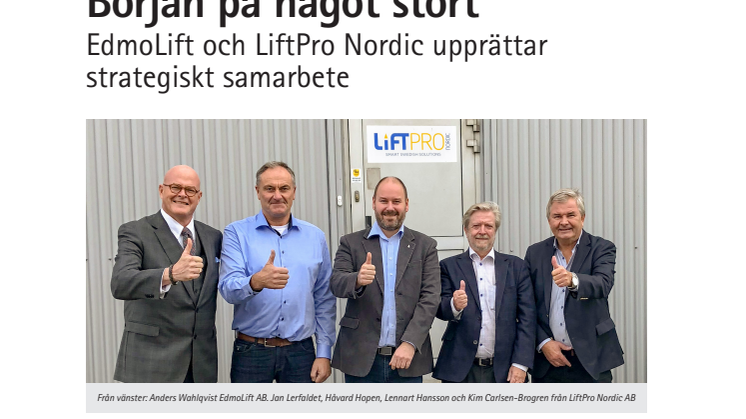 EdmoLift och LiftPro Nordic upprättar strategiskt samarbete