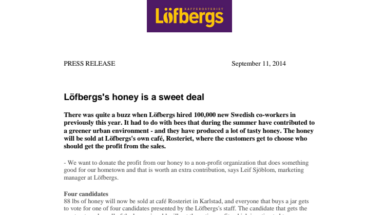 Löfbergs's honey is a sweet deal