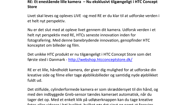RE: Et enestående lille kamera  – Nu eksklusivt tilgængeligt i HTC Concept Store