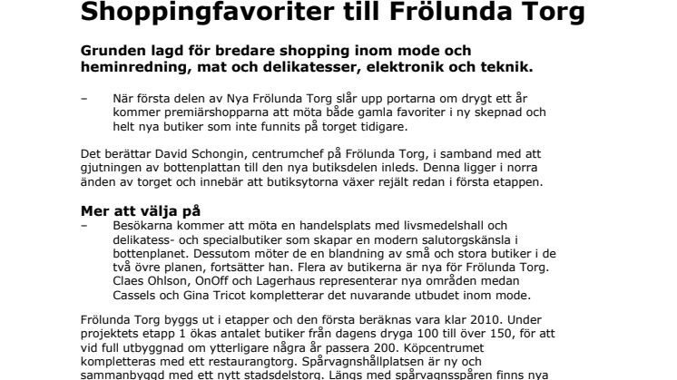 Shoppingfavoriter till Frölunda Torg