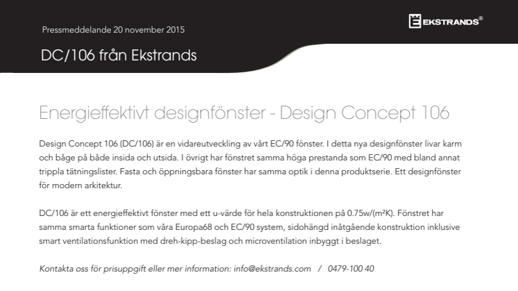 Energieffektivt designfönster - Design Concept 106