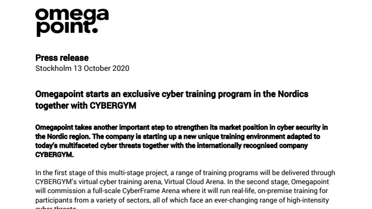 Omegapoint starts an exclusive cyber training program in the Nordics together with CYBERGYM