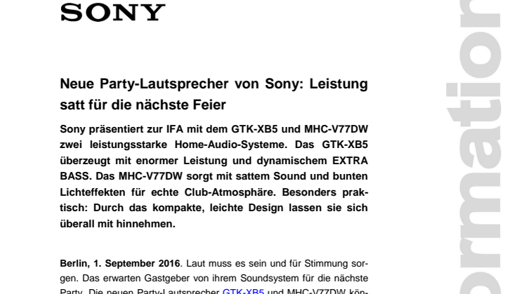 Neue Party-Lautsprecher von Sony: Leistung satt für die nächste Feier