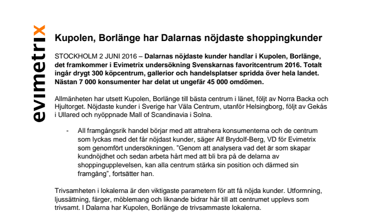 Vad tycker shoppingkunderna i Dalarnas län