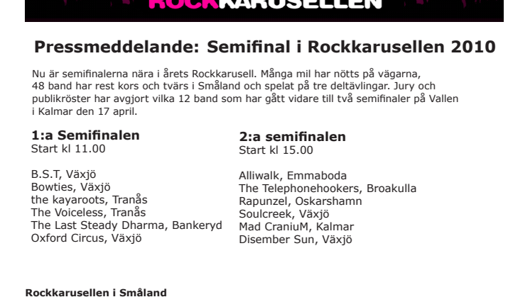 Semifinal i Rockkarusellen Småland 17/4 2010