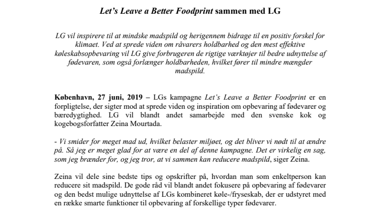Let’s Leave a Better Foodprint sammen med LG 