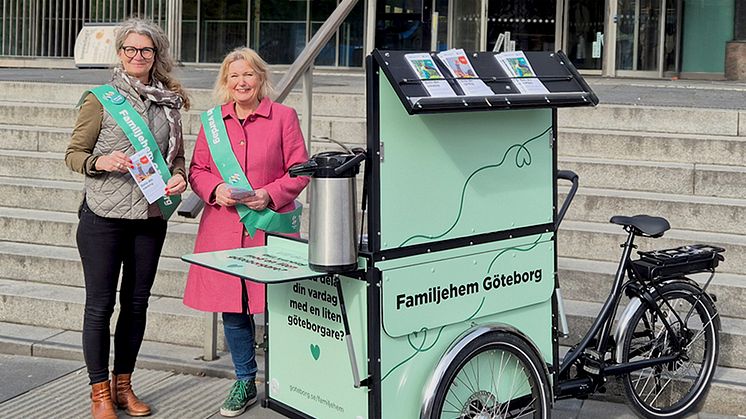 Familjehem Göteborg rullar ut sin kampanj – och möter göteborgarna med ny lådcykel