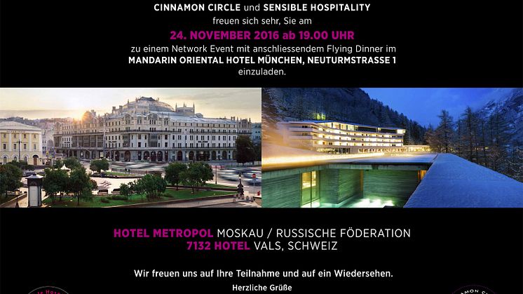 Cinnamon Circle & Sensible Hospitality Network Event, 24. November 2016
