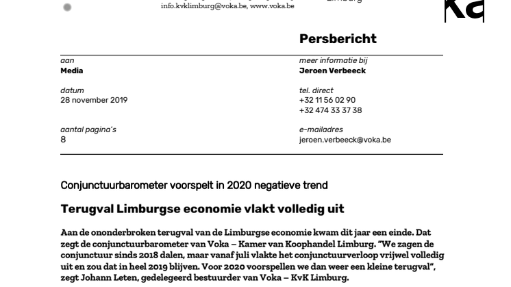 Terugval Limburgse economie vlakt volledig uit 