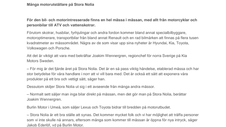 Många motorutställare på Stora Nolia