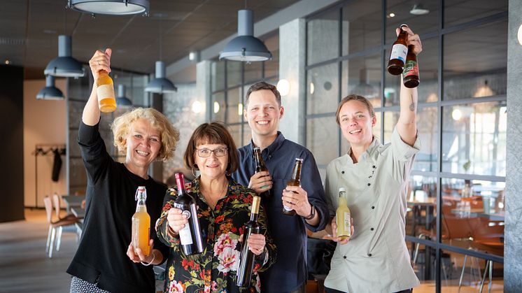 Anna Lind Lewin, Pilot Dryck, Carina Olofsson Gavelin, Gavelinwine, Jakob Thomsgård, Skånes Dryckesproducenter och Titti Qvarnström på Folk, Mat & Möten. Foto: Torbjörn Lagerwall. 