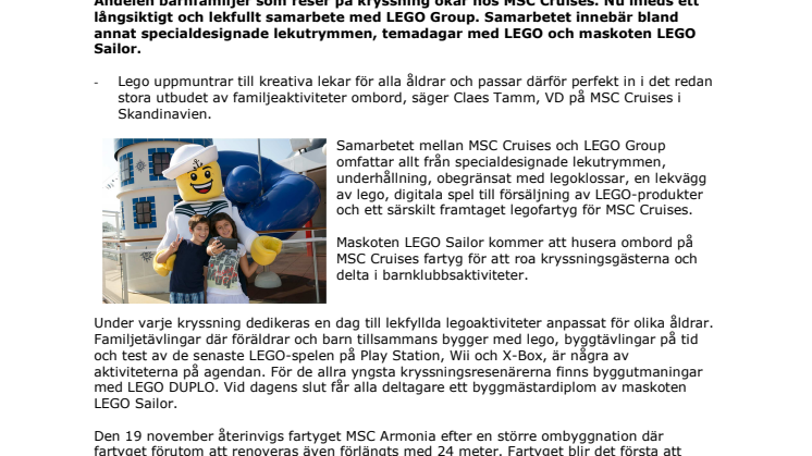 MSC Cruises lanserar LEGO-kryssningar