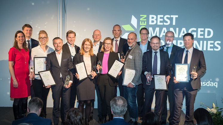 Sweden's Best Managed Companies 2019. År 2020 delades utmärkelsen ut i samband med ett virtuellt evenemang.