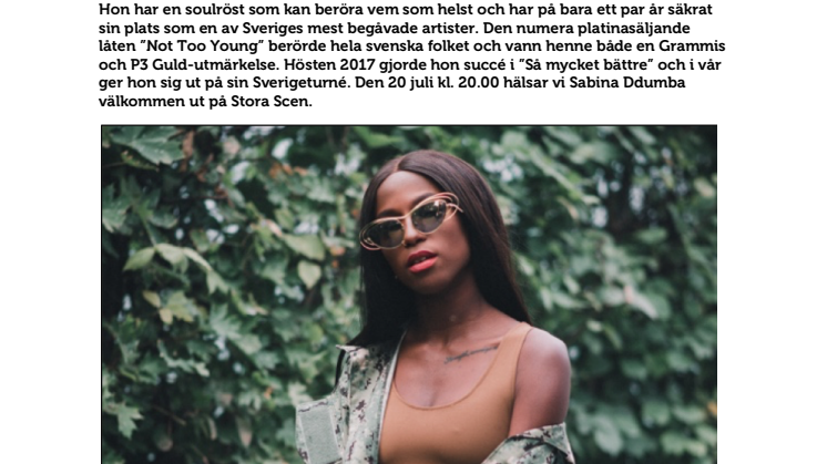 Sabina Ddumba till Furuvik i sommar